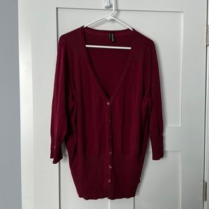 Burgundy cardigan, button-down, size 3